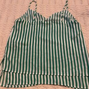 Forever 21 White and Green Spaghetti Tank Top. Medium Size.